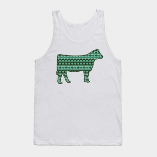 Stock Show Livestock Heifer with Green Southwest Pattern Tank Top